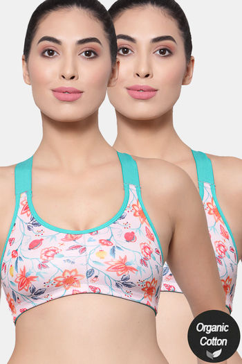 Buy InnerSense Organic Cotton Anti Microbial Medium Impact Sports Bra Pack Of 2 Pink at Rs.1348 online Bra online